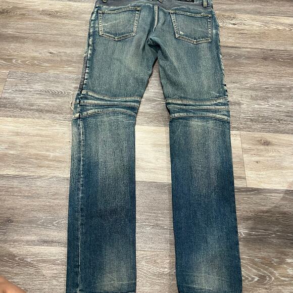 Balmain Moto Style Denim Jeans Size 31 - Picture 6 of 9
